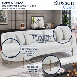 Sofá Orgânico Cardo 2,82m em Linho com Pés de Metal - 8