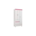 Ver imagem 3 de Guarda Roupa Solteiro 3 Portas 2 Gavetas 3 Prateleiras Branco/Rosa