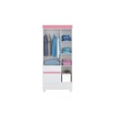 Ver imagem 2 de Guarda Roupa Solteiro 3 Portas 2 Gavetas 3 Prateleiras Branco/Rosa