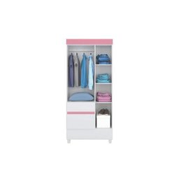 Guarda Roupa Solteiro 3 Portas 2 Gavetas 3 Prateleiras Branco/Rosa - 2 Guarda Roupa Solteiro 3 Portas 2 Gavetas 3 Prateleiras Branco/Rosa - 2