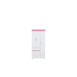 Guarda Roupa Solteiro 3 Portas 2 Gavetas 3 Prateleiras Branco/Rosa - 4 Guarda Roupa Solteiro 3 Portas 2 Gavetas 3 Prateleiras Branco/Rosa - 4