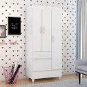 Ver imagem 6 de Guarda Roupa Solteiro 3 Portas 2 Gavetas 3 Prateleiras Branco/Rosa