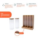 Ver imagem 3 de Kit com 2 potes de vidro com tampa de bambu 800ml e porta cápsulas de bambu - Oikos
