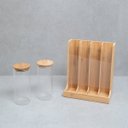 Ver imagem 4 de Kit com 2 potes de vidro com tampa de bambu 800ml e porta cápsulas de bambu - Oikos