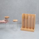 Ver imagem 5 de Kit com 2 potes de vidro com tampa de bambu 800ml e porta cápsulas de bambu - Oikos