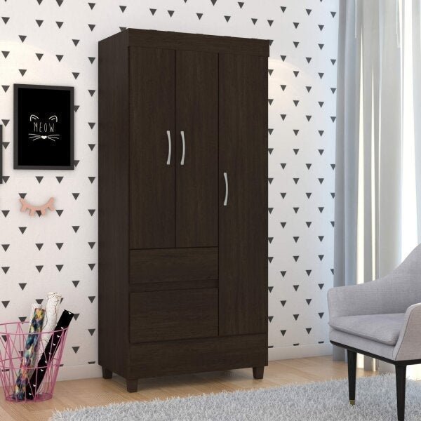 Guarda Roupa Solteiro 3 Portas 2 Gavetas 3 Prateleiras Demobile Menor preço em Guarda Roupa Solteiro 3 Portas 2 Gavetas 3 Prateleiras Demobile