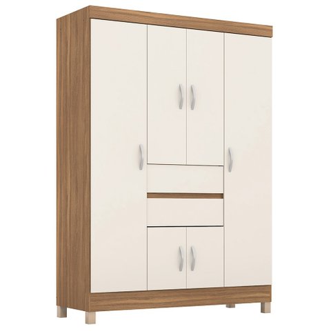 Guarda Roupa 6 Portas com Pés Ecom II Amêndola Touch Off White 62020 Demóbile