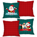 Ver imagem 1 de Kit com 4 Capas para Almofadas Natalinas Noel Pinguim e Presentes