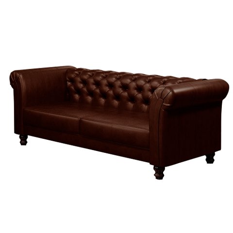 Sofá Decorativo Sala de Estar Chesterfield 3 Lugares 220cm Couro Conhaque - Mozzelar