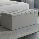 Ver imagem 2 de Recamier Calcadeira Bau 100 Cm Dalia Linho Cinza Artte Cinza