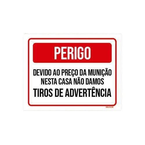 Kit 3 Placas Perigo Preço Munição Tiro Advertência MadeiraMadeira