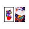 Quadro Decorativo Gato Color Mancha De Tinta 40X60Cm 2 Peças - 1