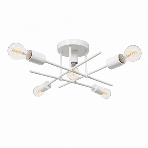 Plafon Central Aluminio Teto e27 5 Luzes Lumini Lab - Branco Brilhante