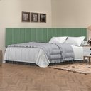 Ver imagem 1 de Cabeceira Cama Box casal 140 cm suspensa estofada em L - Proteção Lateral - Verde Menta