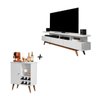 Combo Rack Vivare Wood e Aparador Buffet Royal 1 Porta com Adega - Branco - 1
