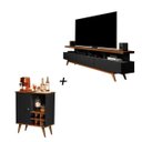 Ver imagem 1 de Combo Rack Vivare Wood e Aparador Buffet Royal 1 Porta com Adega - Preto/Freijo