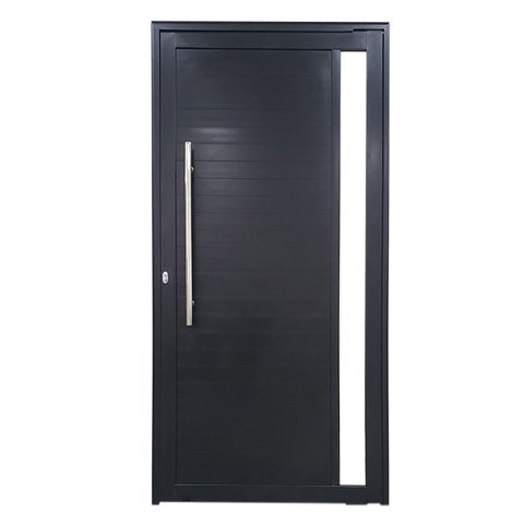 Porta Pivotante com Puxador e Vidro Alumínio Preto Linha Roma:Esquerda/ 210 x 100