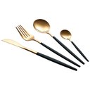 Ver imagem 2 de Jogo de Talheres Düsseldorf Dourado com cabo Preto - 24 peças Prime Home Decor