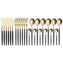 Ver imagem 3 de Jogo de Talheres Düsseldorf Dourado com cabo Preto - 24 peças Prime Home Decor