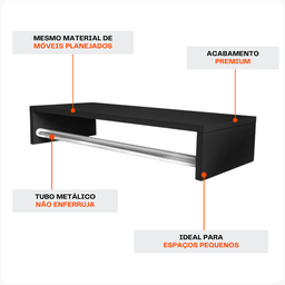 Kit 4 Cabideiros de Parede Arara Pendurar Roupas Cabides Mancebo Preto Closet Lavanderia Quarto Loja - 6