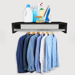 Kit 4 Cabideiros de Parede Arara Pendurar Roupas Cabides Mancebo Preto Closet Lavanderia Quarto Loja - 2