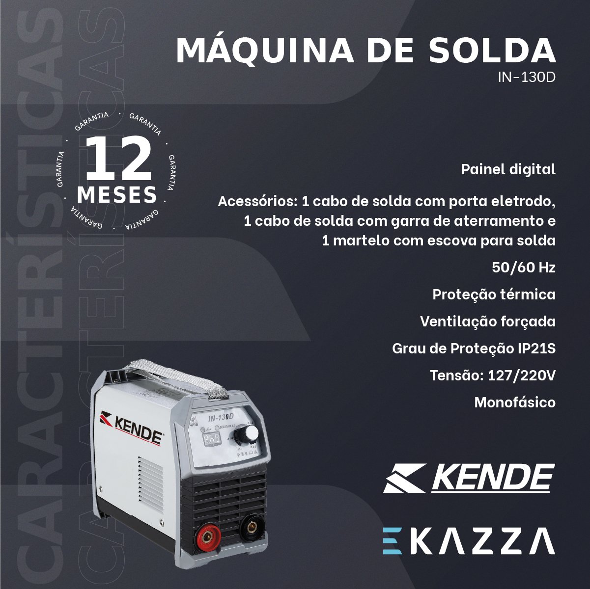 Máquina de Solda Inversora MMA IN-130D - KENDE - 2