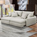 Ver imagem 1 de Sofá Cama Retrátil 4 Lugares para Sala de Estar 270cm Asher T03 Veludo Bege - Lyam Decor