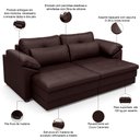 Ver imagem 4 de Sofá Retrátil para Sala de Estar 3 Lugares 250cm Riza S03 Couro Caramelo - Lyam Decor
