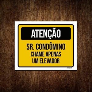 Kit 5 Placas Atenção Sr Condômino Chame Apenas Um Elevador