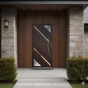 Ver imagem 2 de Porta Pivotante Lamb.Oasis c/Puxador D. Sup.Marrom Corten Dourado 100 Brimak
