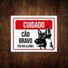 Kit 5 Placas Cuidado Cão Cachorro Bravo Pastor Alemão - 1