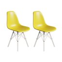 Ver imagem 1 de Conjunto 2 Cadeiras Eames Estilo Moderno em Ferro Branco com Assento Amarelo