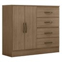 Ver imagem 4 de Guarda Roupa Casal Capela e Cômoda 4 Gavetas 2 Portas Lite Carvalho Oak – Móveis Leão