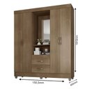 Ver imagem 3 de Guarda Roupa Casal Capela e Cômoda 4 Gavetas 2 Portas Lite Carvalho Oak – Móveis Leão
