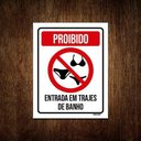 Ver imagem 1 de Kit 5 Placas Proibido Entrada em Trajes de Banho