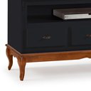 Ver imagem 2 de Rack para Sala com Pés Luis Xv 60501 Linz Móveis 3 Gavetas e Nicho - Preto/imbuia Glazer