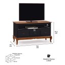 Ver imagem 4 de Rack para Sala com Pés Luis Xv 60501 Linz Móveis 3 Gavetas e Nicho - Preto/imbuia Glazer