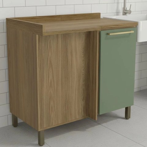 Armário de Cozinha Balcão de Canto 1 Porta 52x98cm com Pés e Tampo Botanic Kappesberg