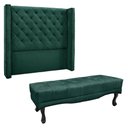 Ver imagem 1 de Kit Cabeceira e Calçadeira Recamier Casal 1,40m Vicenza Veludo - Pallazio Verde Floresta