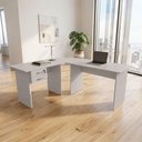 Ver imagem 2 de Escrivaninha em L Gaveteiro Suspenso Moderno 2 Gavetas MDF-MDP 120cm Cinza F5 Office