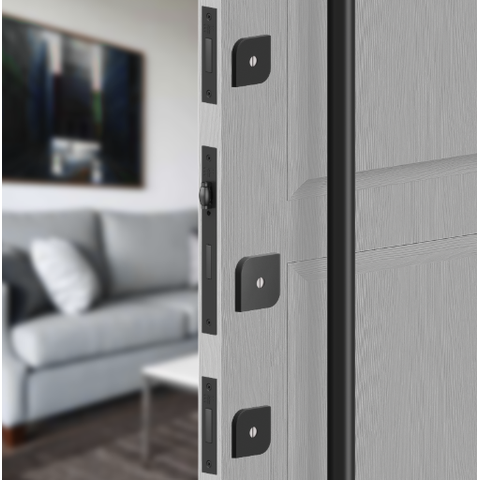 Kit Fechadura Rolete C/ Chave Tetra e Roseta Design Preto Fosco