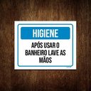 Ver imagem 1 de Kit 5 Placas Higiene Após Usar Banheiro Lave As Mãos