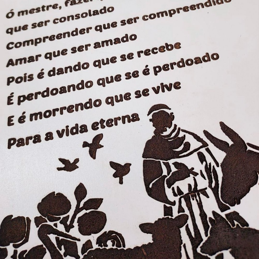 Quadro Oração de São Francisco de Assis em MDF 50x30 cm Branco - 2