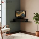 Ver imagem 1 de Rack Suspenso Aparador Bancada Estante de Canto para Computador Monitor Preto