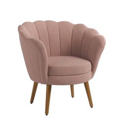 Poltrona Pétala Veludo Rose Pés Palito - Kimi Design - 1