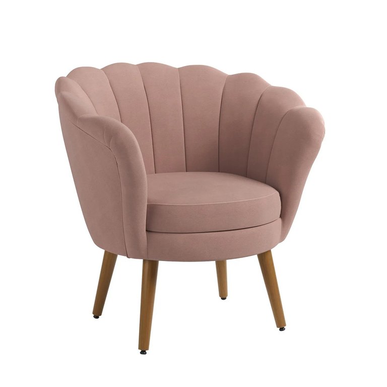 Poltrona Pétala Veludo Rose Pés Palito - Kimi Design