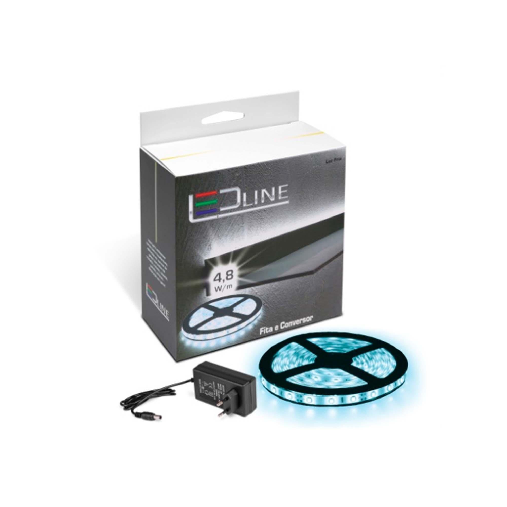 Kit Fita Led 3528 Ip20 4,8W 6000K Branco Frio 5 Mts Com Fon - 1