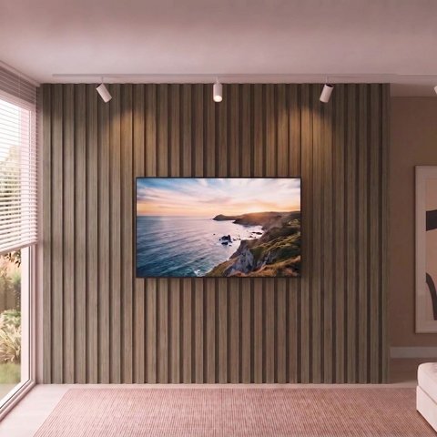 Painel para TV até 115 Polegadas Ripado MDF 270cmx300cm Moldufama Imbuia