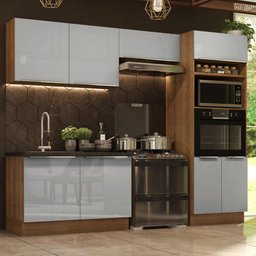 Armário de Cozinha Completa 270cm Rustic/Cinza Lux Madesa 01 - 2