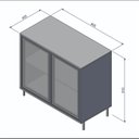 Ver imagem 3 de Balcão Aparador 2 Portas de Vidro e 1 Prateleira BMU150 Marrom/Lâmina Mel/Preto